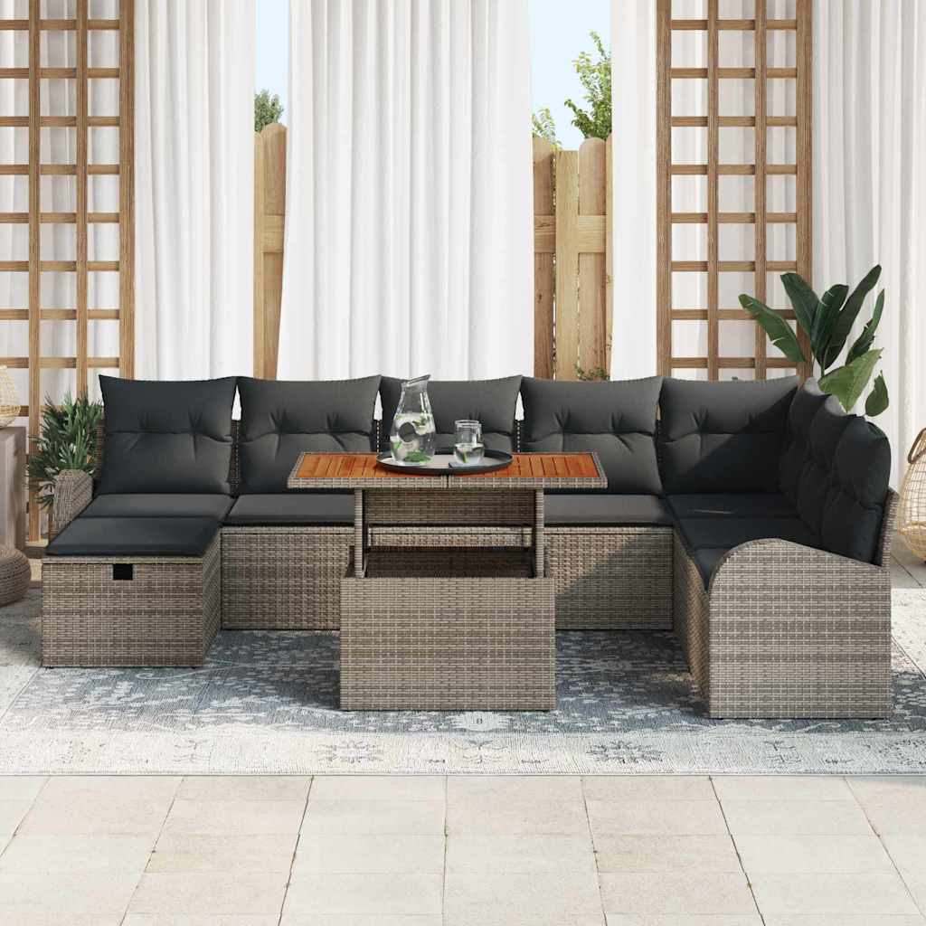 Ensemble de canapé de jardin 9 pcs Gris polyrotin - XIOS