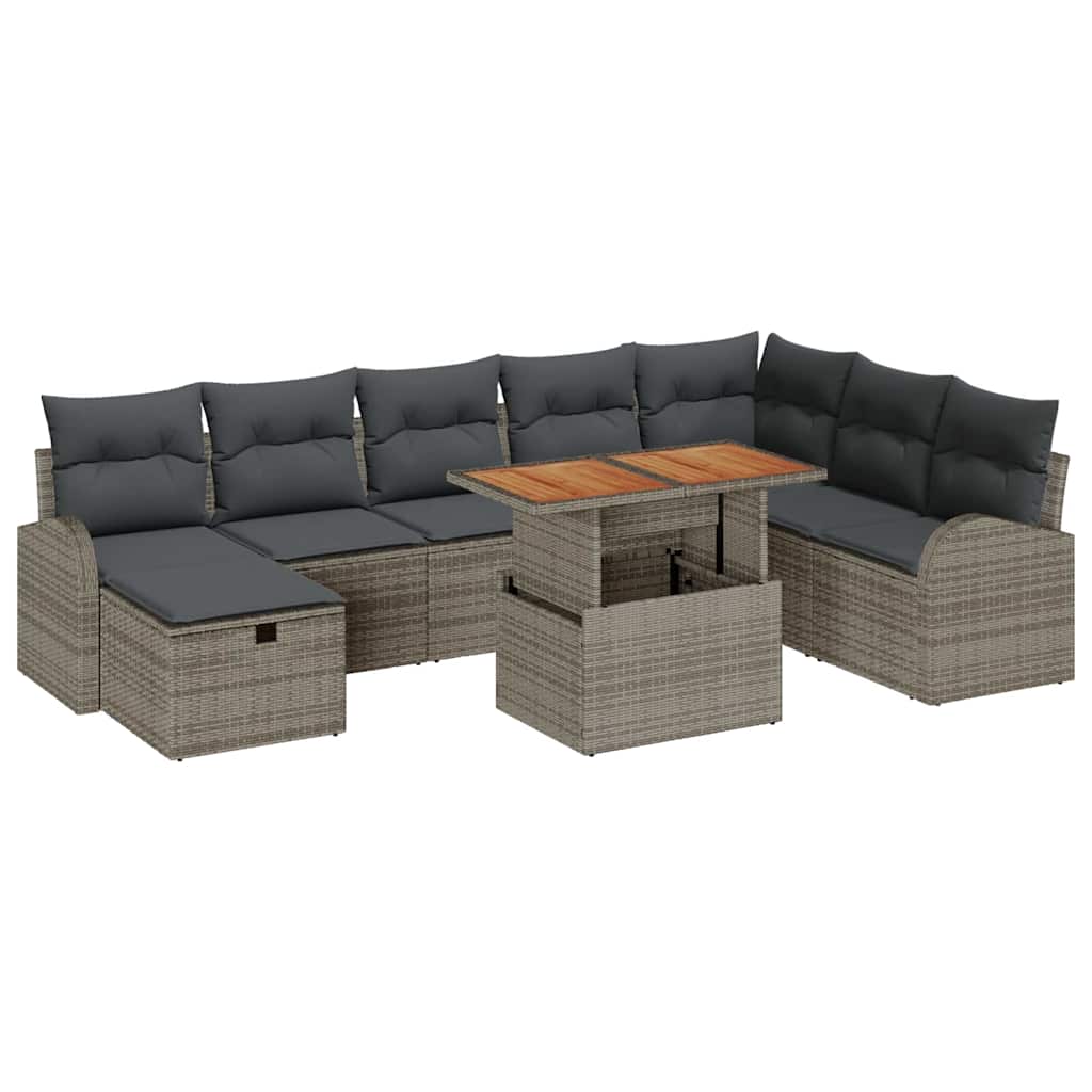 Ensemble de canapé de jardin 9 pcs Gris polyrotin - XIOS