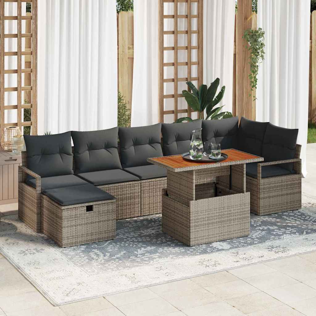 Ensemble de canapé de jardin 8 pcs Gris polyrotin - XIOS