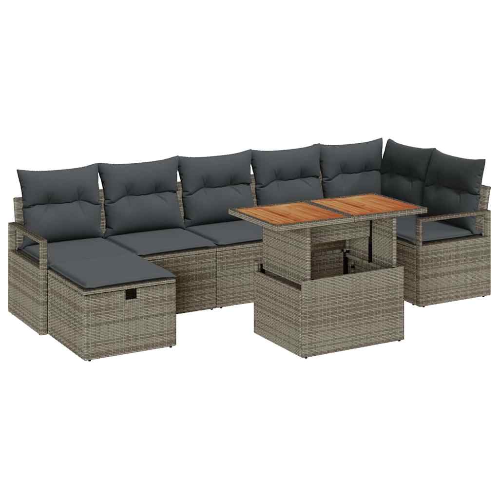 Ensemble de canapé de jardin 8 pcs Gris polyrotin - XIOS