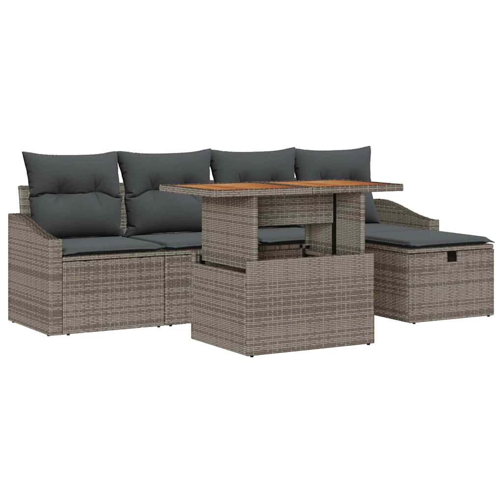 Ensemble de canapé de jardin 6 pcs Gris polyrotin - XIOS
