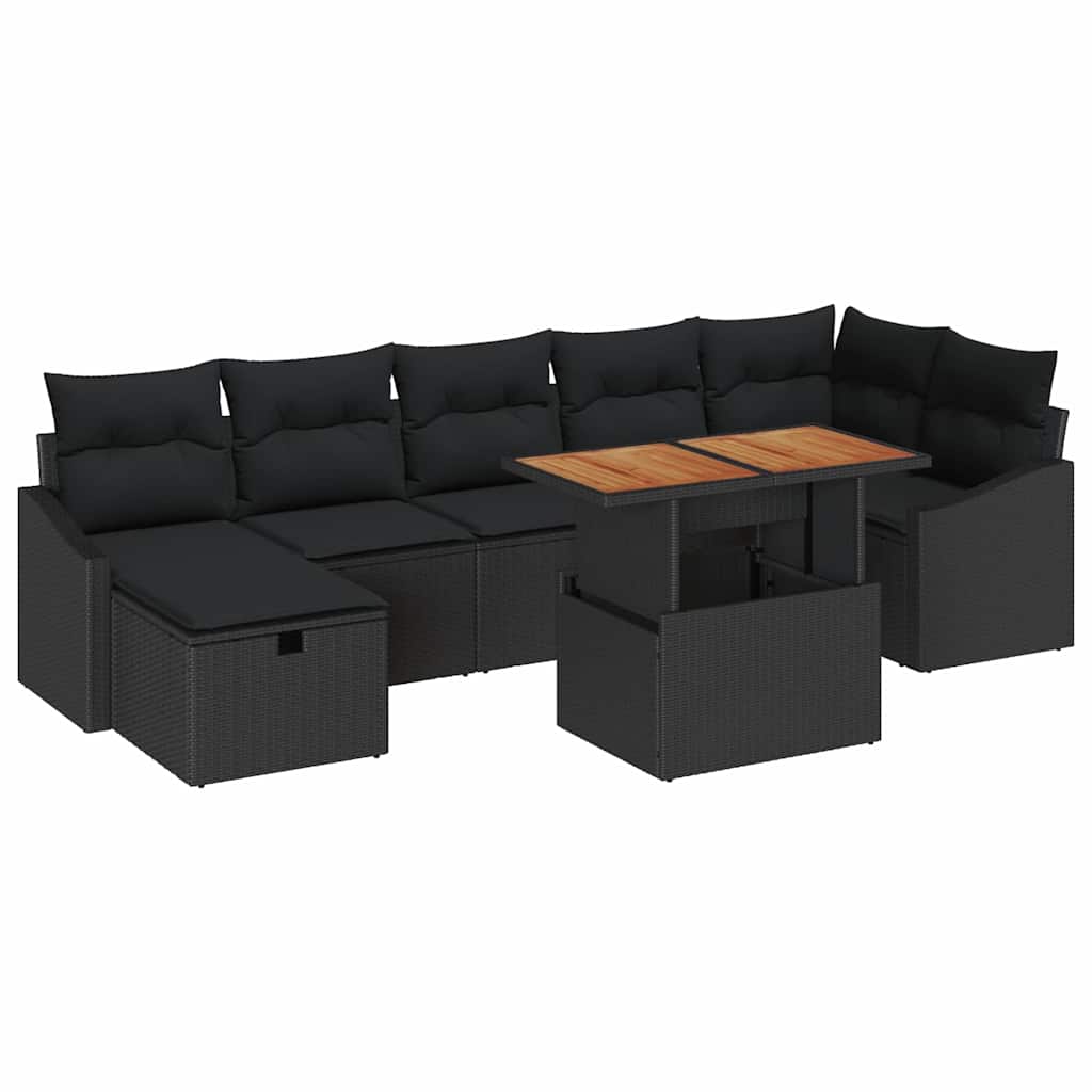 Ensemble de canapé de jardin 8 pcs Noir polyrotin - XIOS
