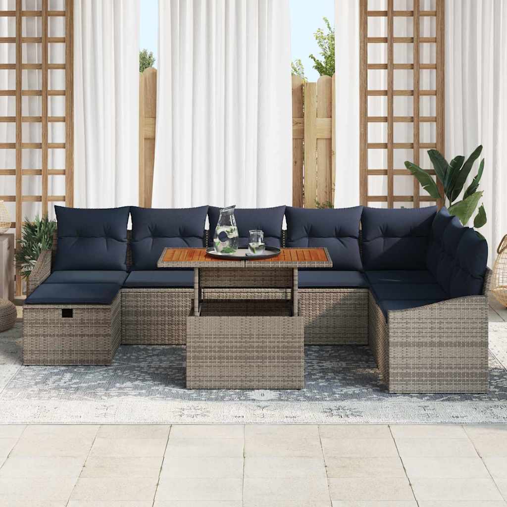 Ensemble de canapé de jardin 9 pcs Gris polyrotin - XIOS