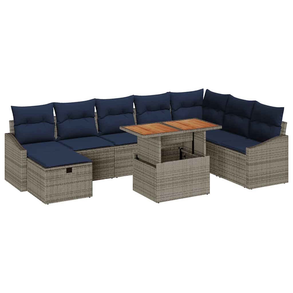 Ensemble de canapé de jardin 9 pcs Gris polyrotin - XIOS