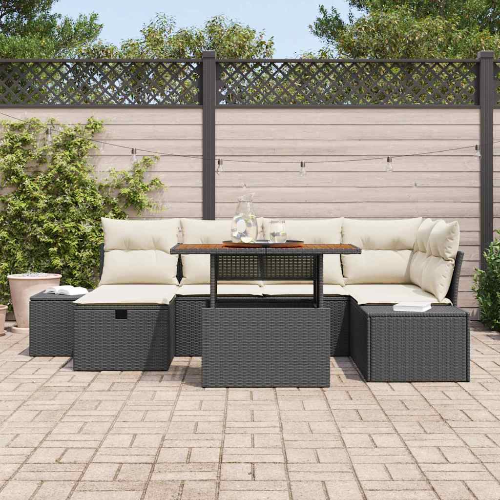 Ensemble de canapé de jardin 7 pcs Noir polyrotin - XIOS