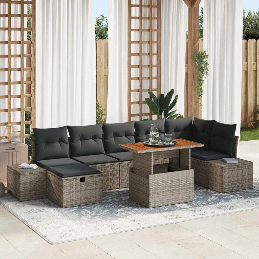 Ensemble de canapé de jardin 8 pcs Gris polyrotin - XIOS