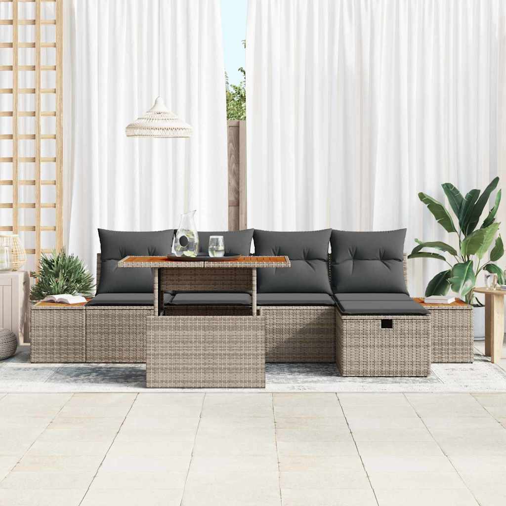 Ensemble de canapé de jardin 6 pcs Gris polyrotin - XIOS