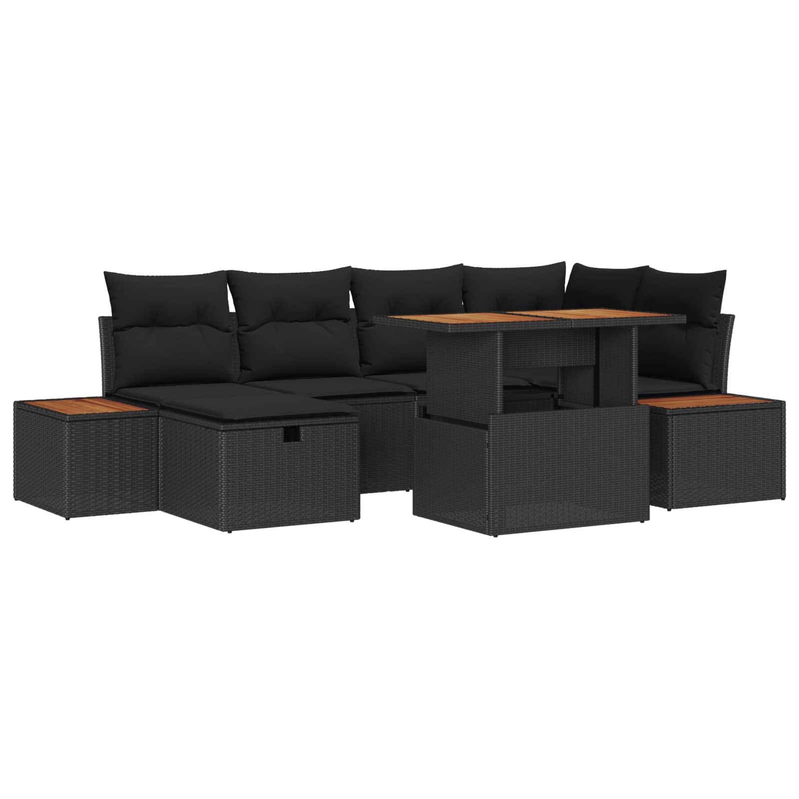 Ensemble de canapé de jardin 7 pcs Noir polyrotin - XIOS