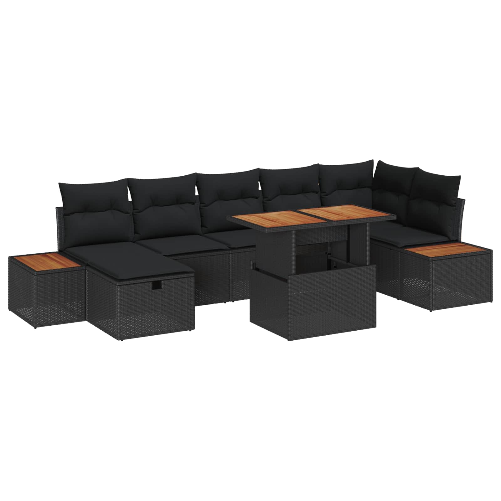 Ensemble de canapé de jardin 8 pcs Noir polyrotin - XIOS