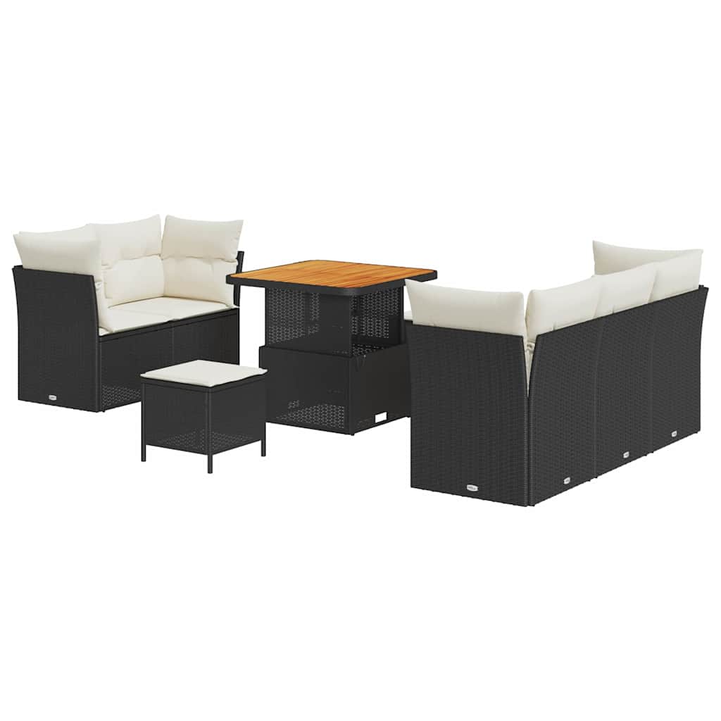 Ensemble de canapé de jardin 8 pcs Noir polyrotin - XIOS