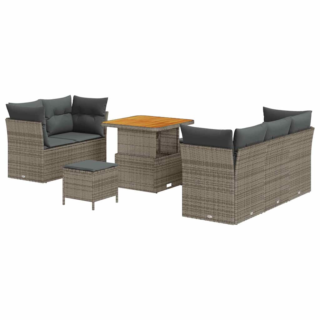 Ensemble de canapé de jardin avec coussin 8 pcs Gris polyrotin - XIOS