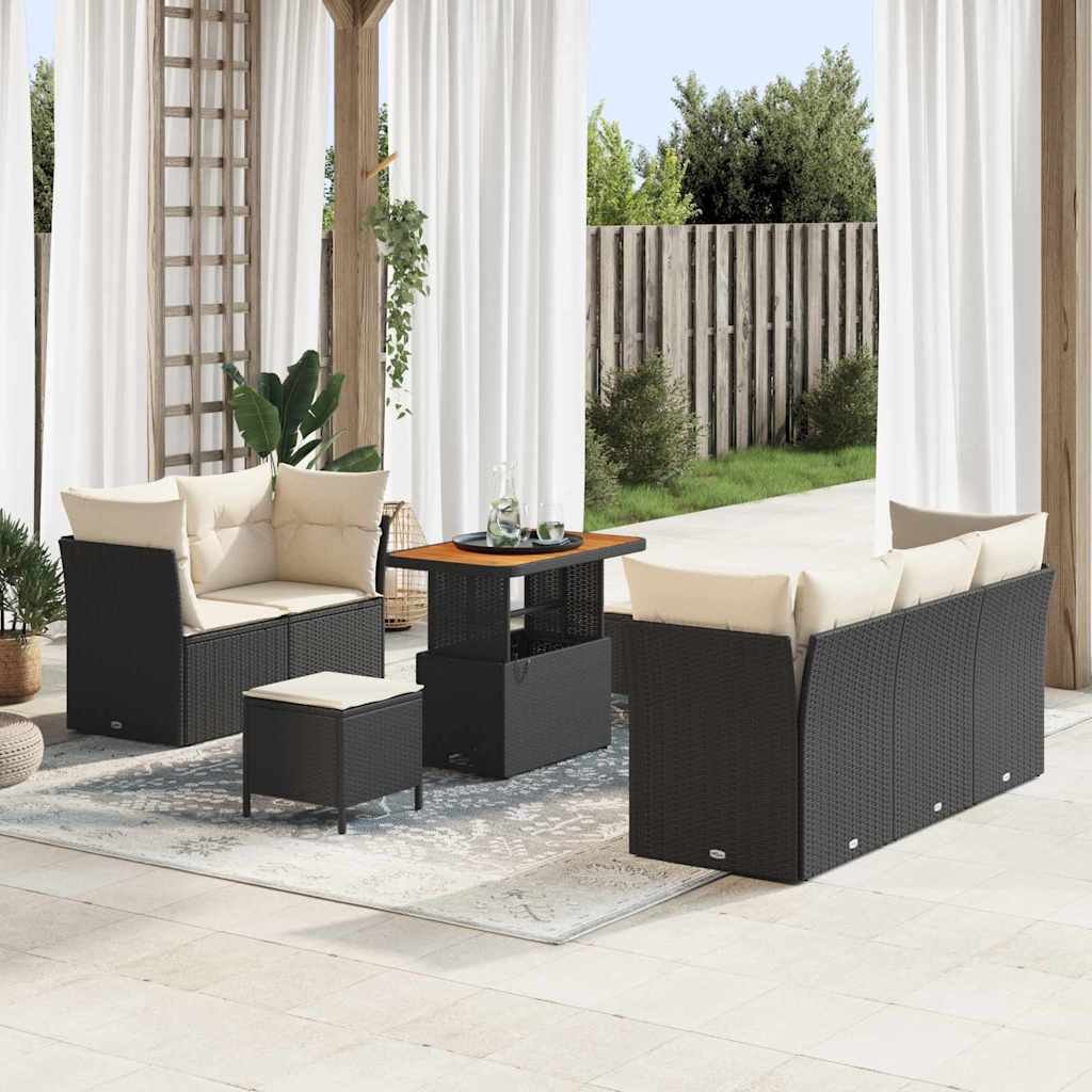 Ensemble de canapé de jardin 8 pcs Noir polyrotin - XIOS