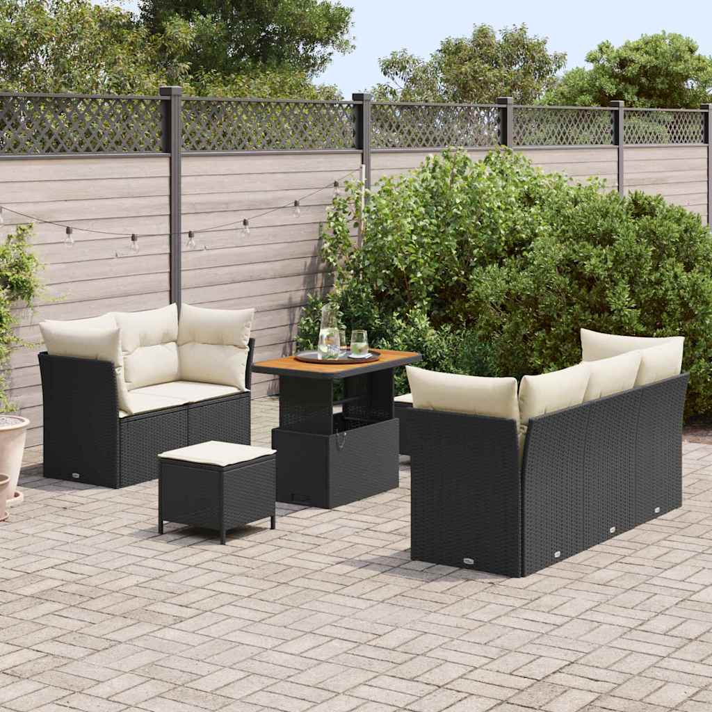 Ensemble de canapé de jardin 8 pcs Noir polyrotin - XIOS