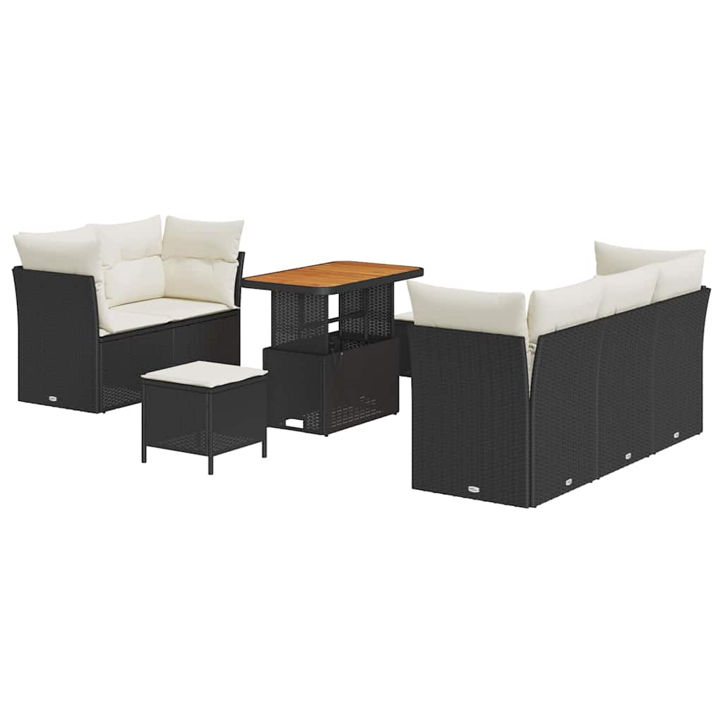 Ensemble de canapé de jardin 8 pcs Noir polyrotin - XIOS
