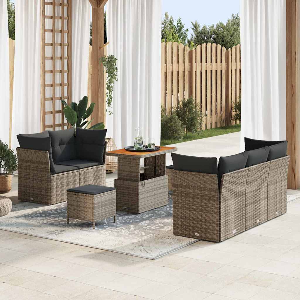 Ensemble de canapé de jardin 8 pcs Gris polyrotin - XIOS