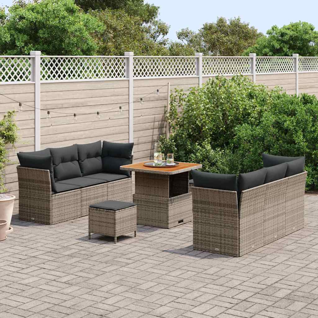 Ensemble de canapé de jardin 9 pcs Gris polyrotin - XIOS