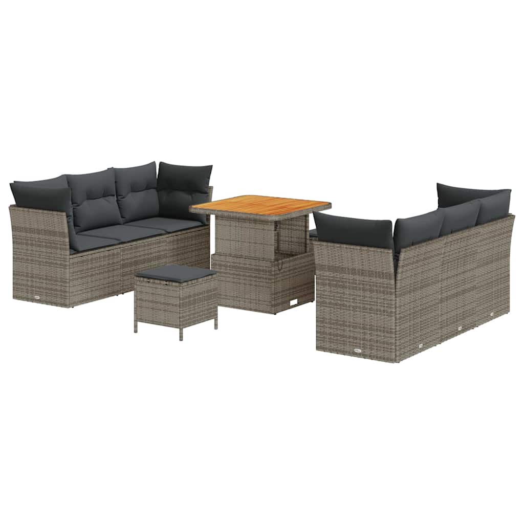 Ensemble de canapé de jardin 9 pcs Gris polyrotin - XIOS