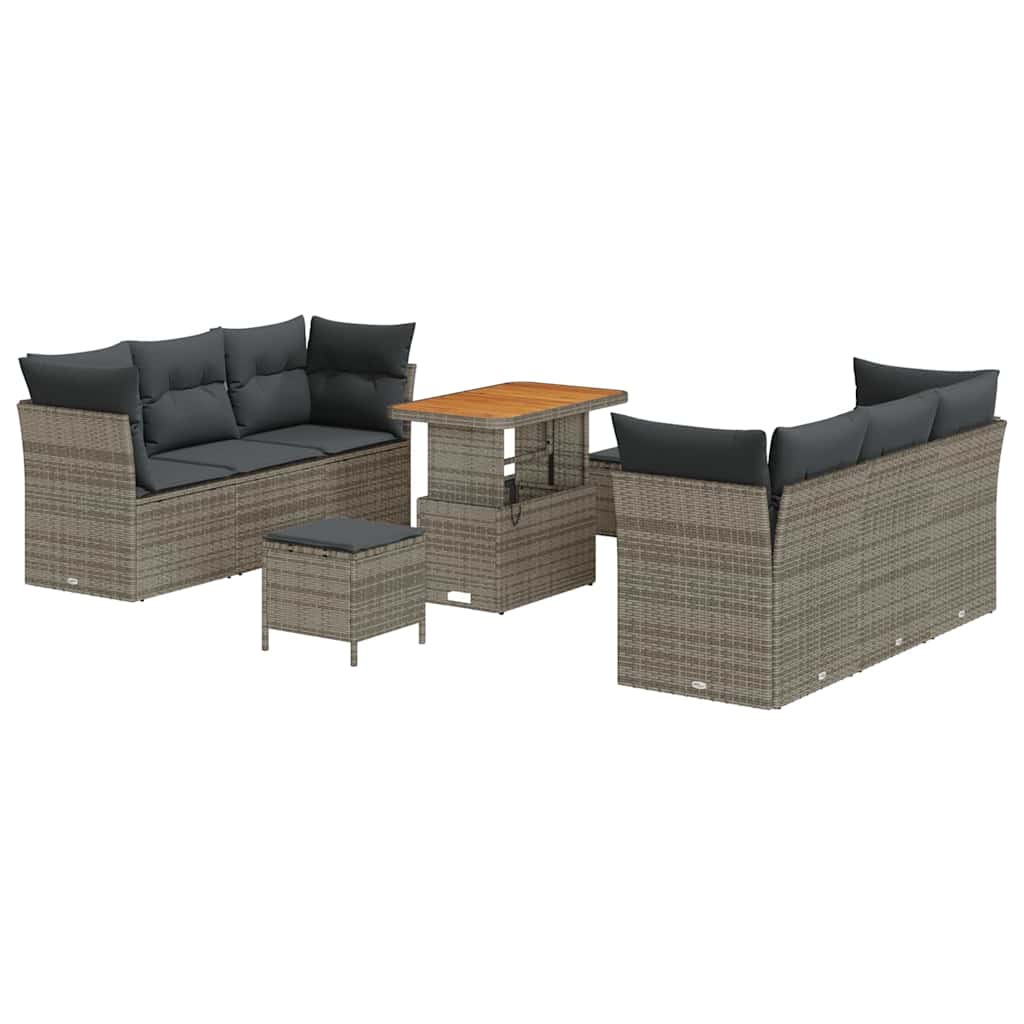 Ensemble de canapé de jardin 9 pcs Gris polyrotin - XIOS