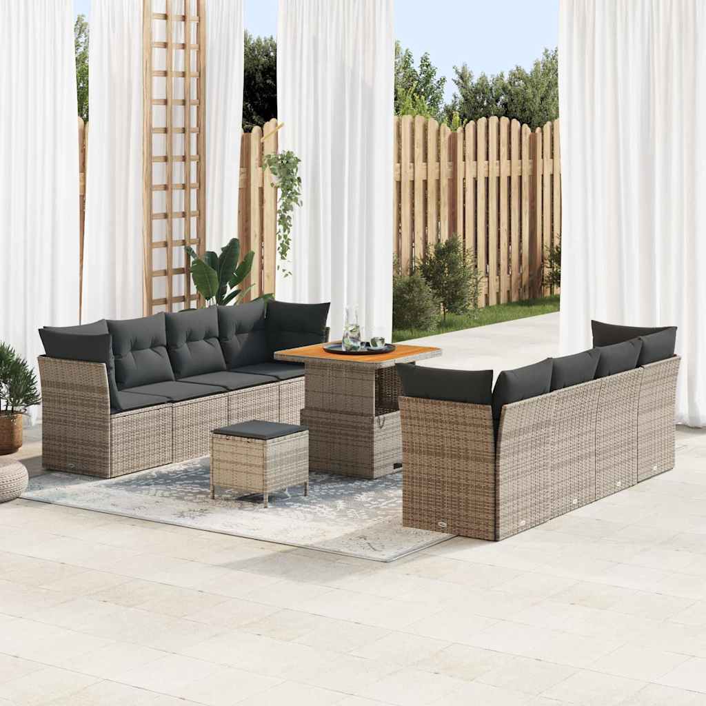 Ensemble de canapé de jardin 11 pcs Gris polyrotin - XIOS