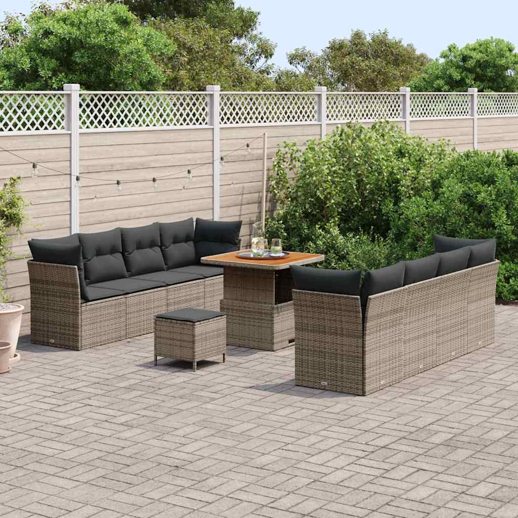 Ensemble de canapé de jardin 11 pcs Gris polyrotin - XIOS