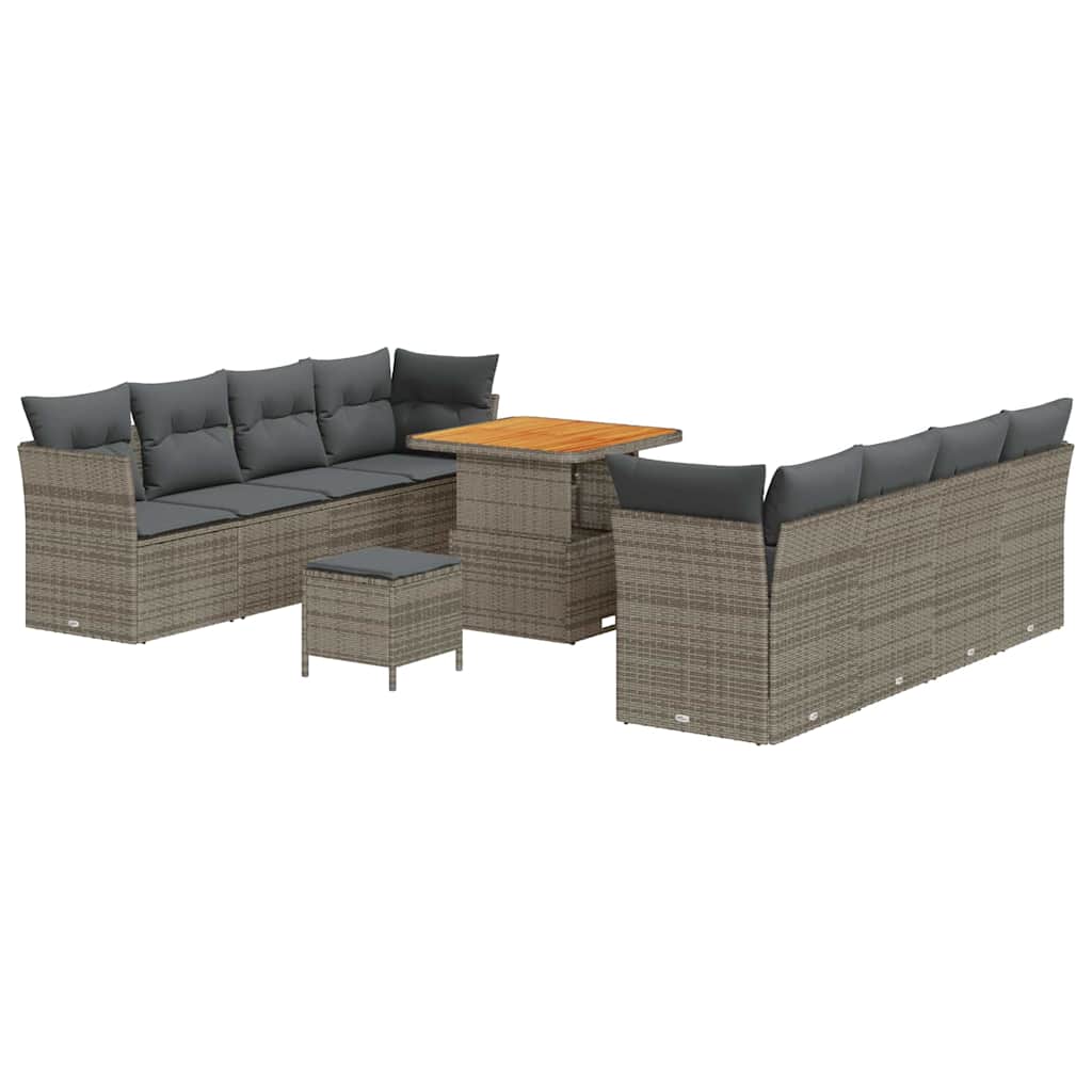 Ensemble de canapé de jardin 11 pcs Gris polyrotin - XIOS