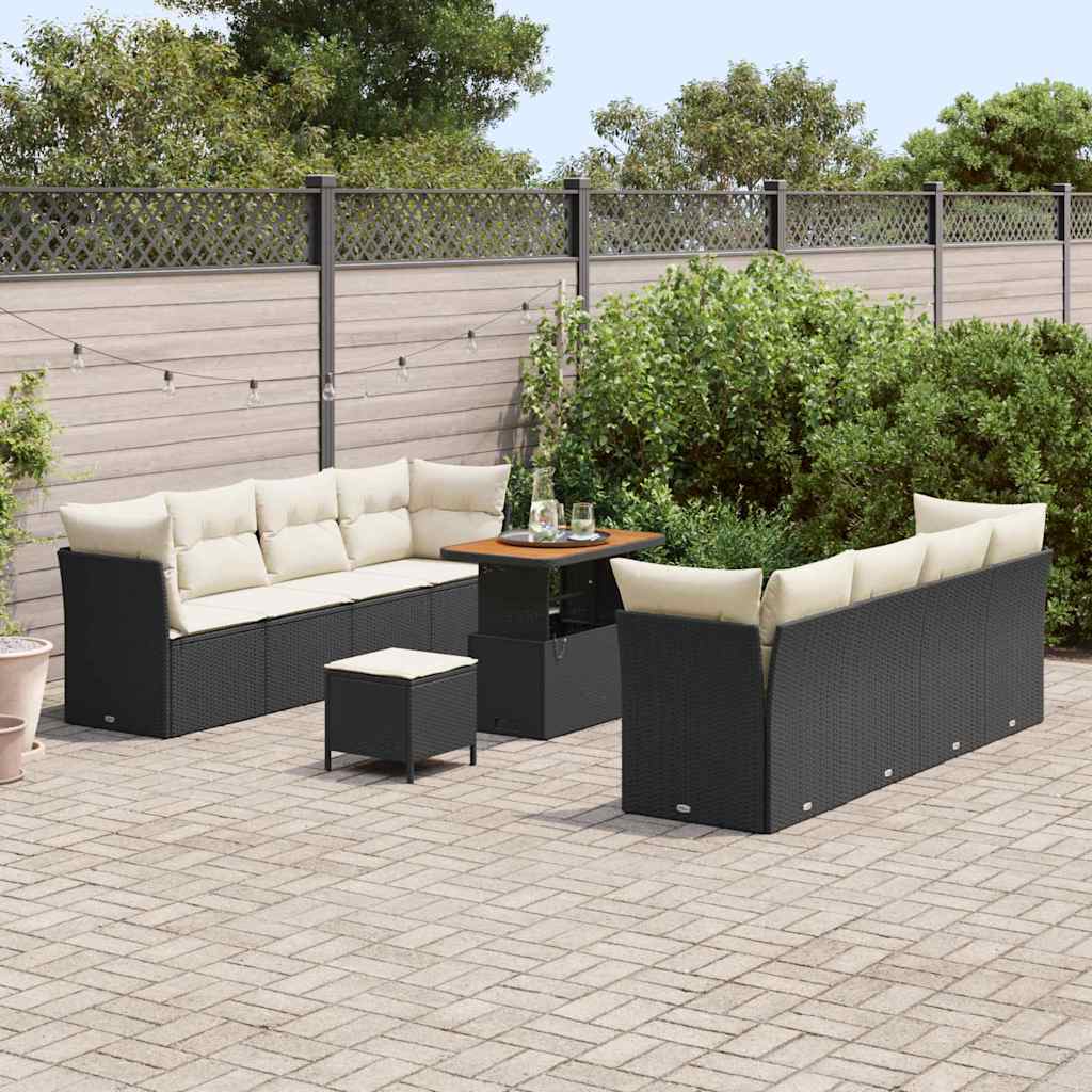 Ensemble de canapé de jardin 11 pcs Noir polyrotin - XIOS