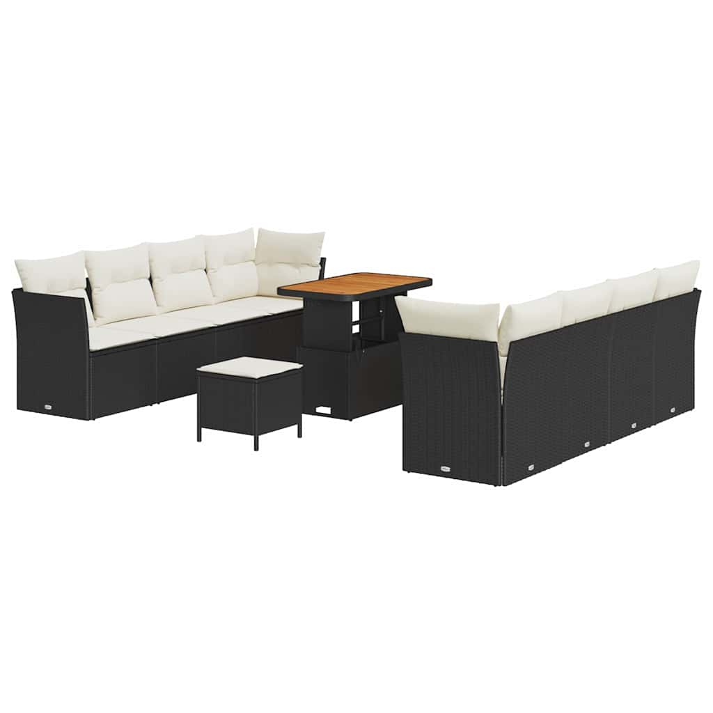 Ensemble de canapé de jardin 11 pcs Noir polyrotin - XIOS