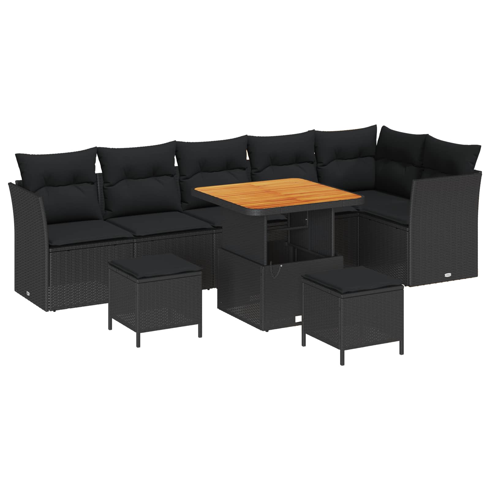 Ensemble de canapé de jardin 9 pcs Noir polyrotin - XIOS