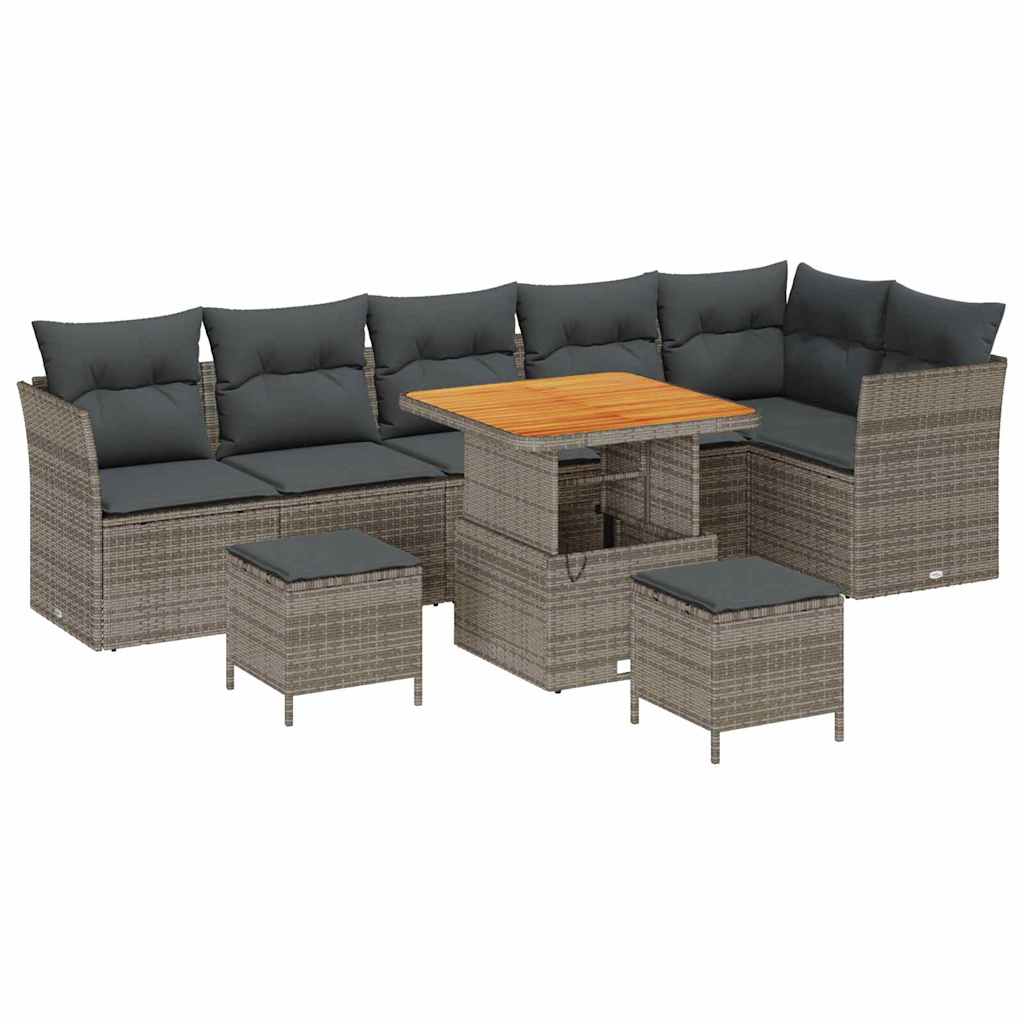 Ensemble de canapé de jardin 9 pcs Gris polyrotin - XIOS
