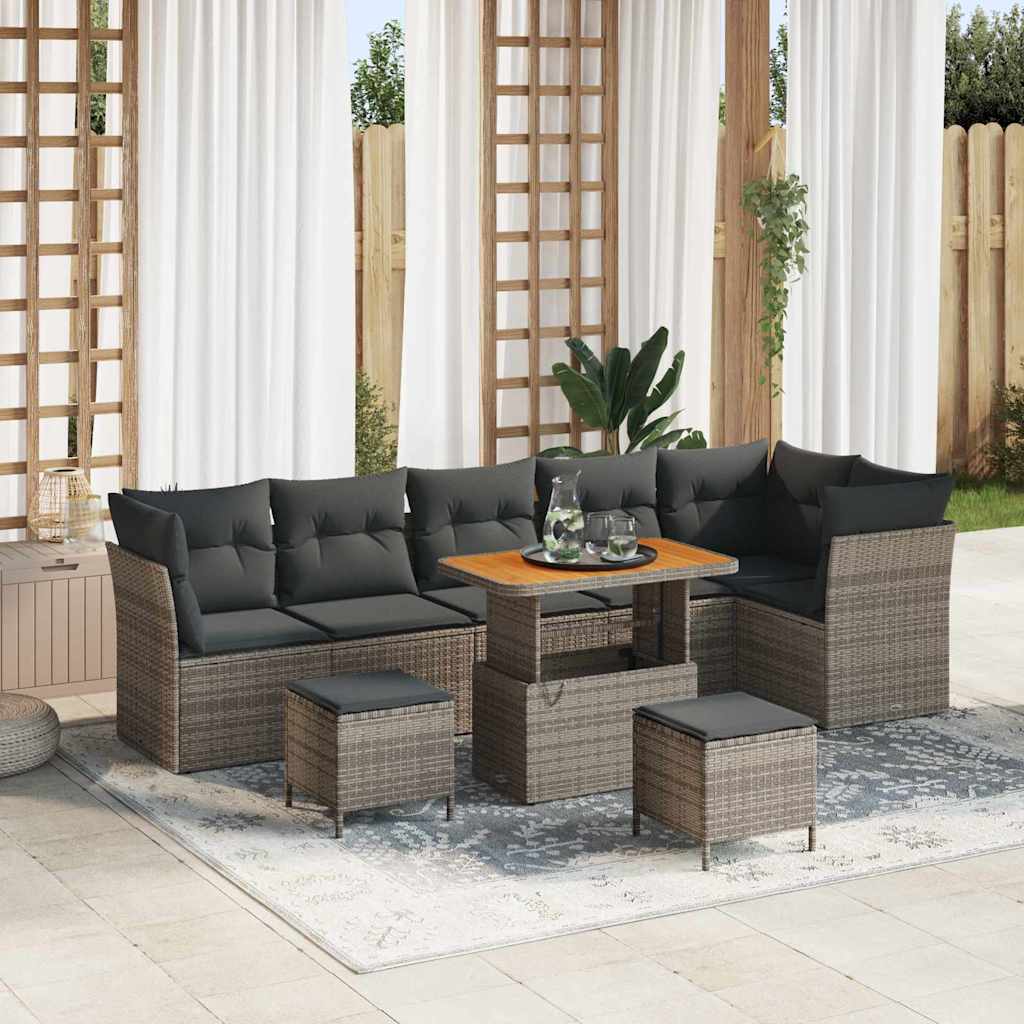 Ensemble de canapé de jardin 9 pcs Gris polyrotin - XIOS