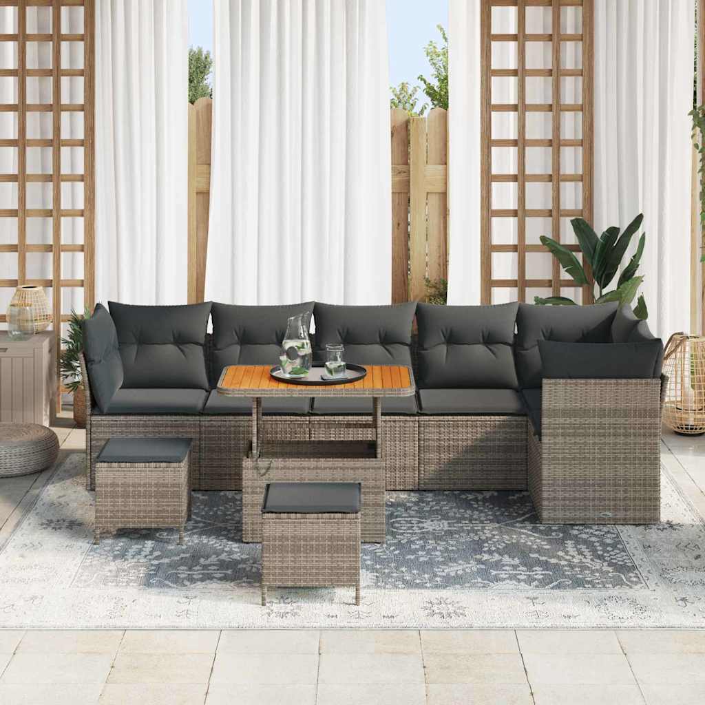 Ensemble de canapé de jardin 9 pcs Gris polyrotin - XIOS