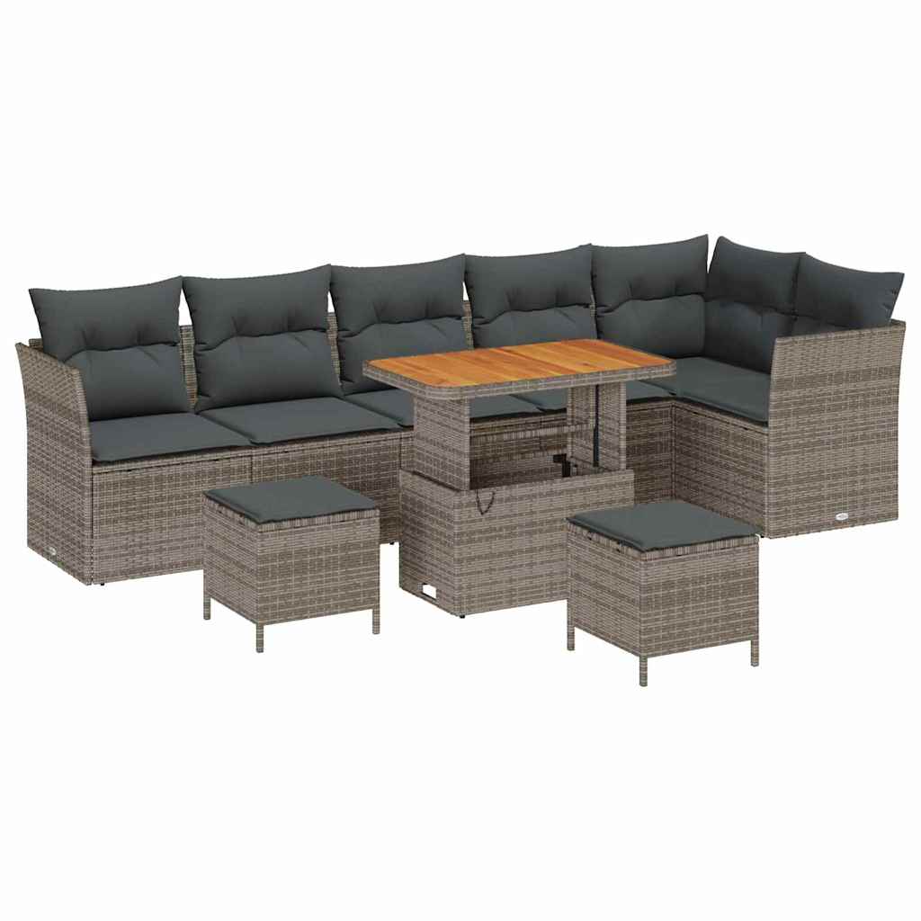 Ensemble de canapé de jardin 9 pcs Gris polyrotin - XIOS
