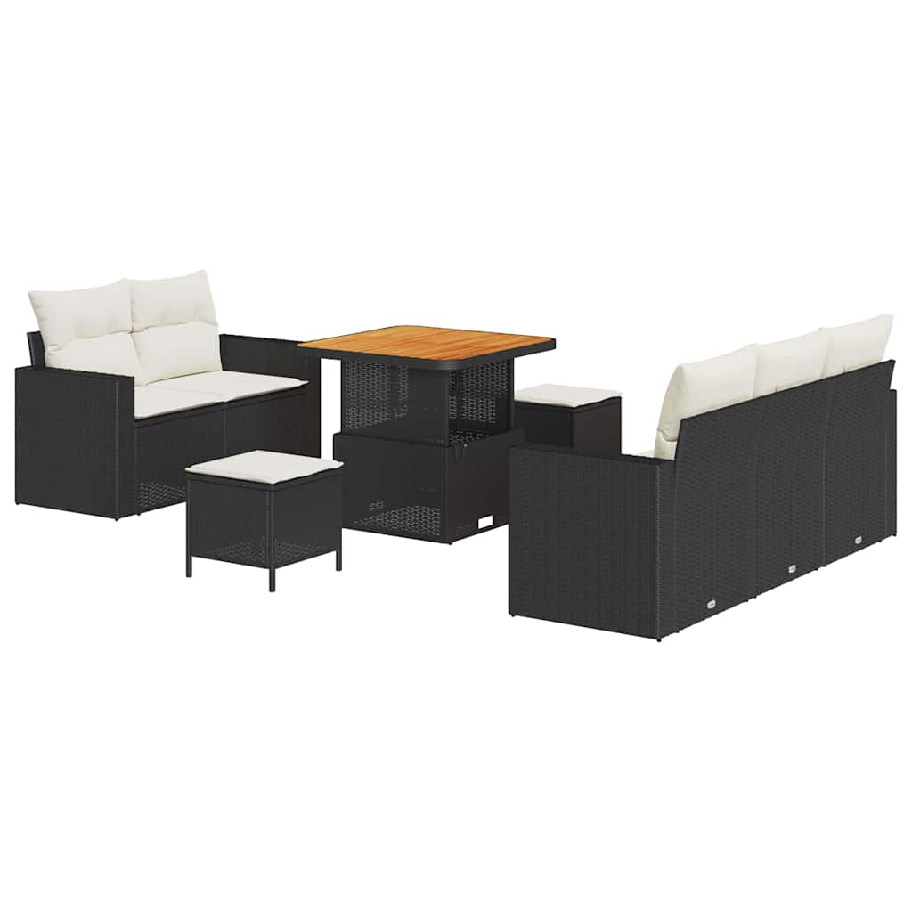 Ensemble de canapé de jardin avec coussin 8 pcs Noir polyrotin - XIOS