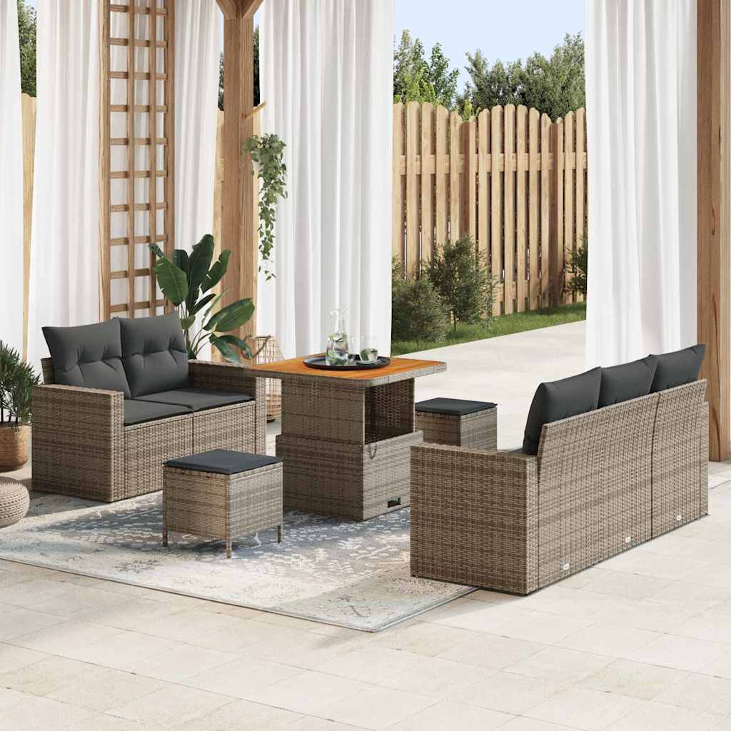 Ensemble de canapé de jardin avec coussin 8 pcs Gris polyrotin - XIOS