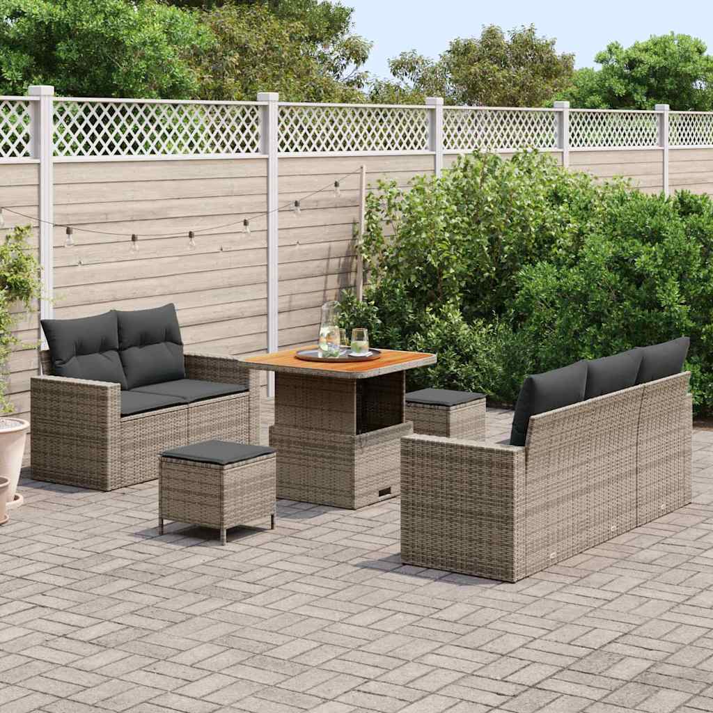 Ensemble de canapé de jardin avec coussin 8 pcs Gris polyrotin - XIOS