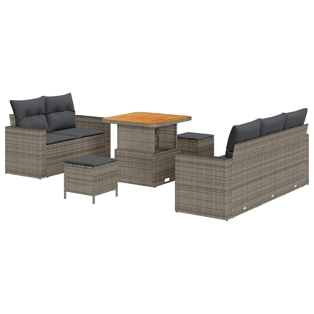 Ensemble de canapé de jardin avec coussin 8 pcs Gris polyrotin - XIOS