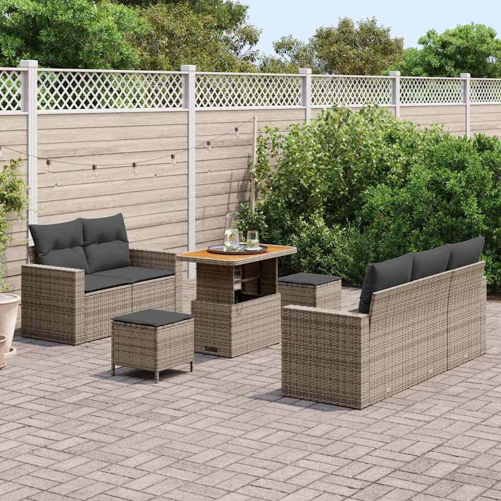 Ensemble de canapé de jardin avec coussin 8 pcs Gris polyrotin - XIOS