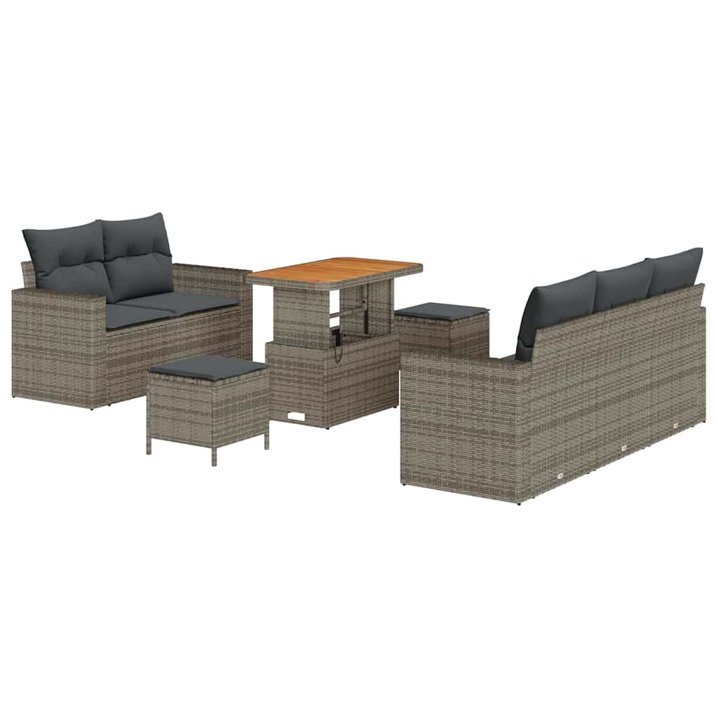 Ensemble de canapé de jardin avec coussin 8 pcs Gris polyrotin - XIOS