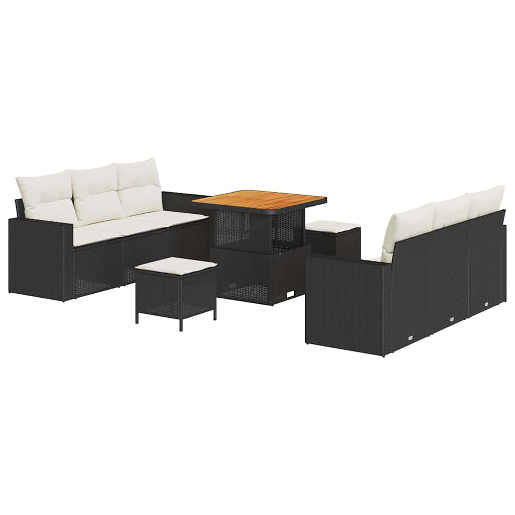 Ensemble de canapé de jardin 9 pcs Noir polyrotin - XIOS
