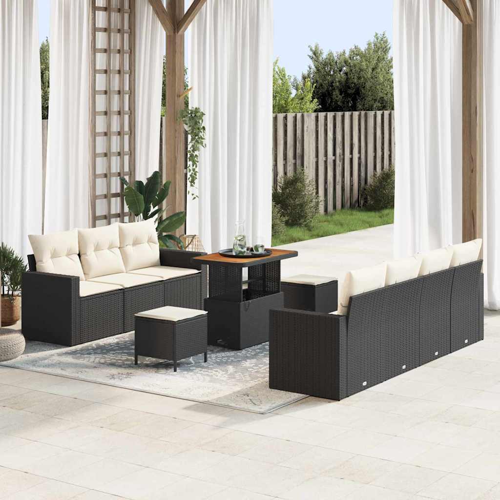 Ensemble de canapé de jardin 10 pcs Noir polyrotin - XIOS