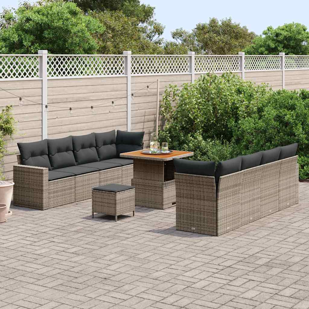 Ensemble de canapé de jardin 11 pcs Gris polyrotin - XIOS