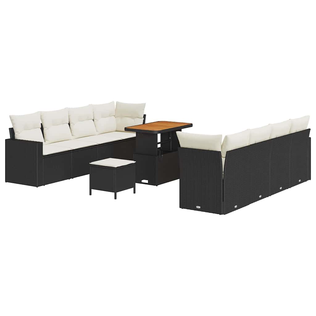 Ensemble de canapé de jardin 11 pcs Noir polyrotin - XIOS