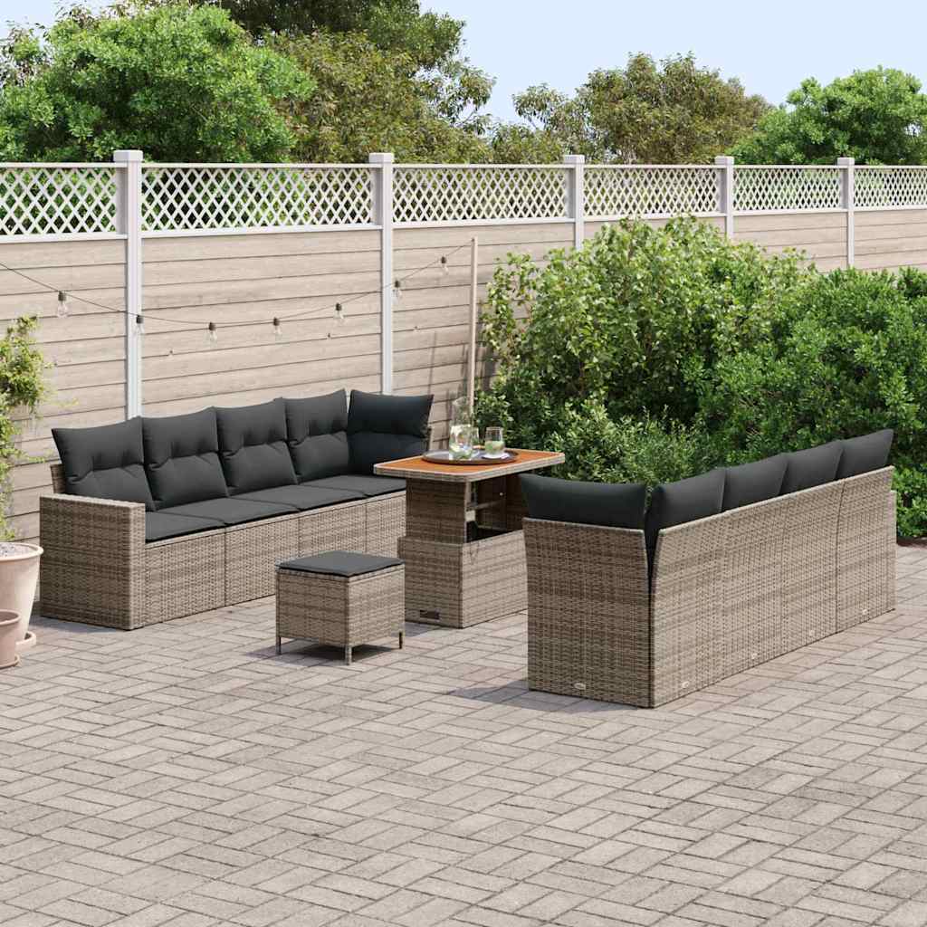 Ensemble de canapé de jardin 11 pcs Gris polyrotin - XIOS