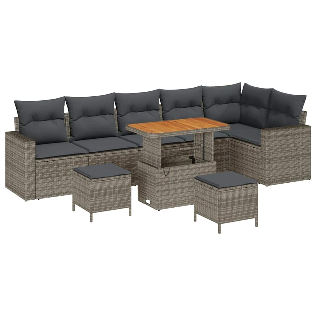 Ensemble de canapé de jardin 9 pcs Gris polyrotin - XIOS