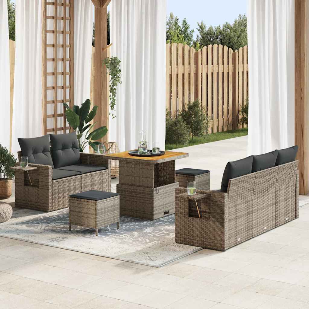 Ensemble de canapé de jardin avec coussin 8 pcs Gris polyrotin - XIOS