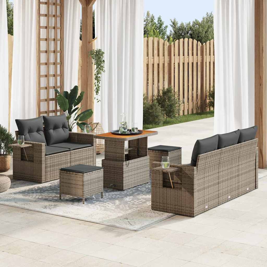 Ensemble de canapé de jardin avec coussin 8 pcs Gris polyrotin - XIOS