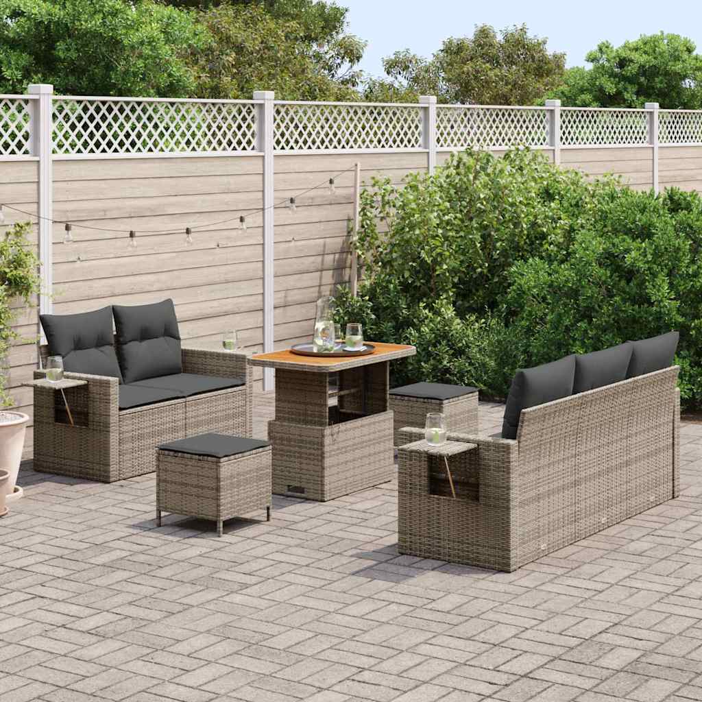 Ensemble de canapé de jardin avec coussin 8 pcs Gris polyrotin - XIOS