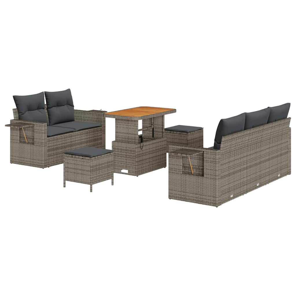 Ensemble de canapé de jardin avec coussin 8 pcs Gris polyrotin - XIOS