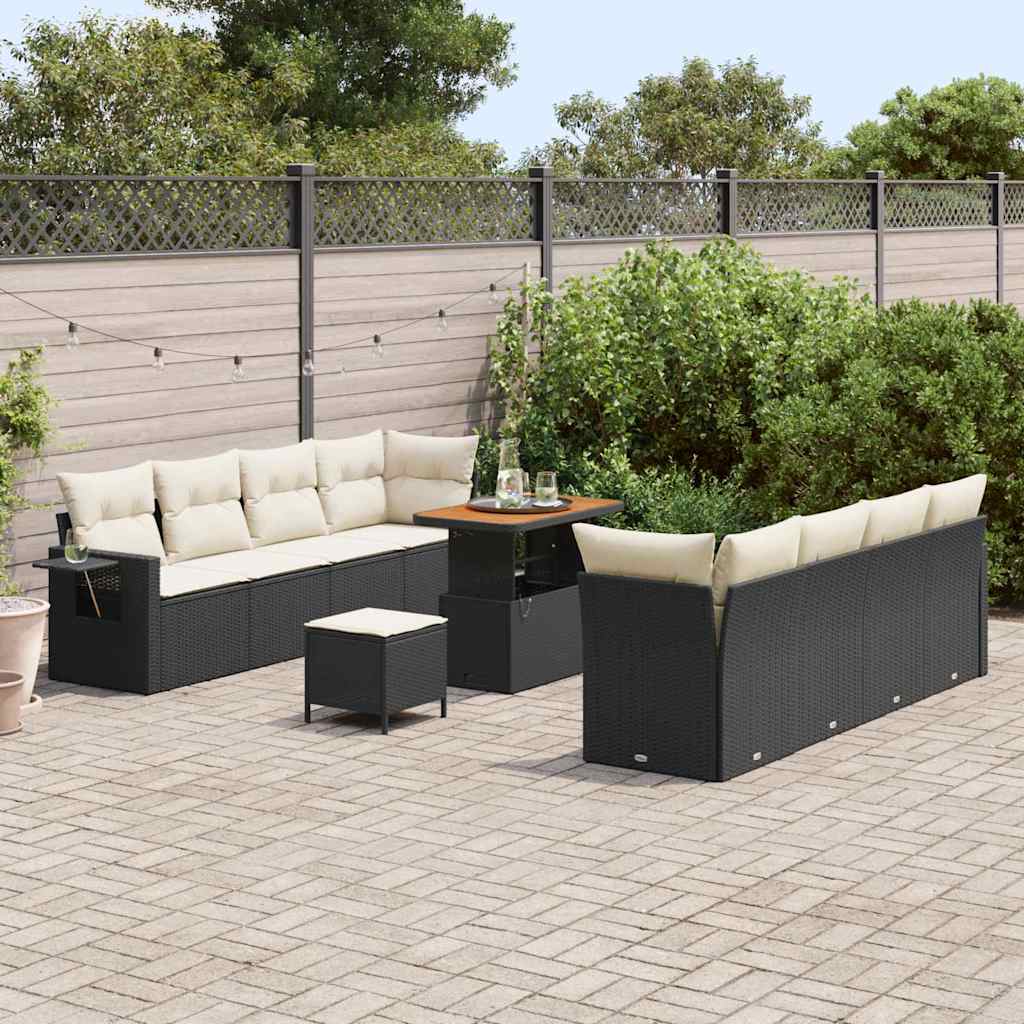 Ensemble de canapé de jardin 11 pcs Noir Poly rotin - XIOS
