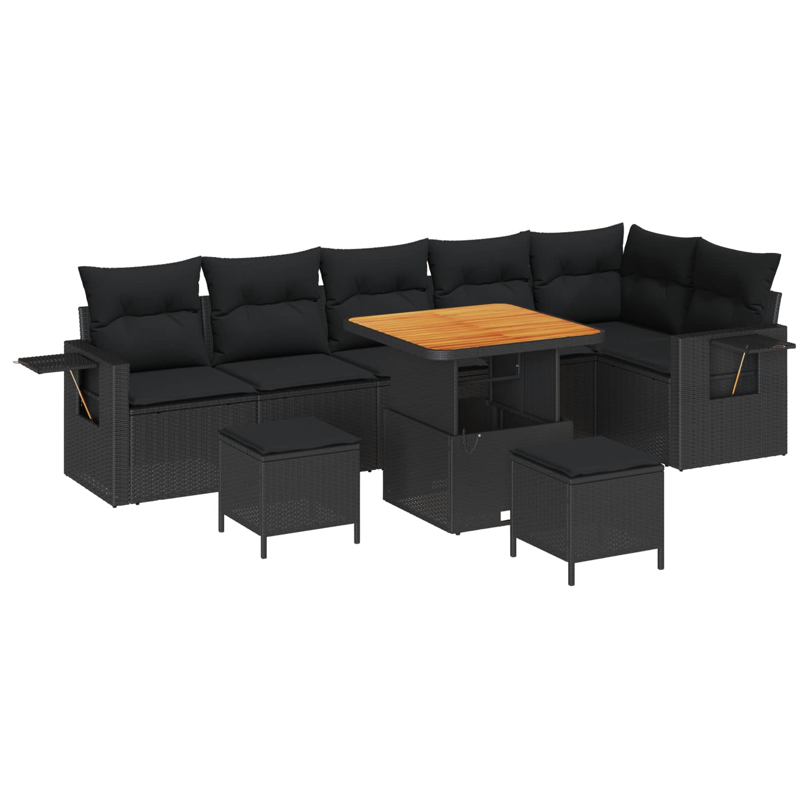 Ensemble de canapé de jardin 9 pcs Noir polyrotin - XIOS